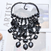 Creative Exaggerating Retro Multi-layer Style Alloy Inlaid Jewel Necklace for Women