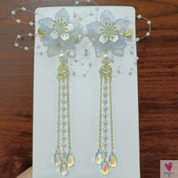 1 Pair Safflower Golden Lock Children's Ancient style headdress, girl's fairy hairpin, Chinese style hair accessories SWEET T 52