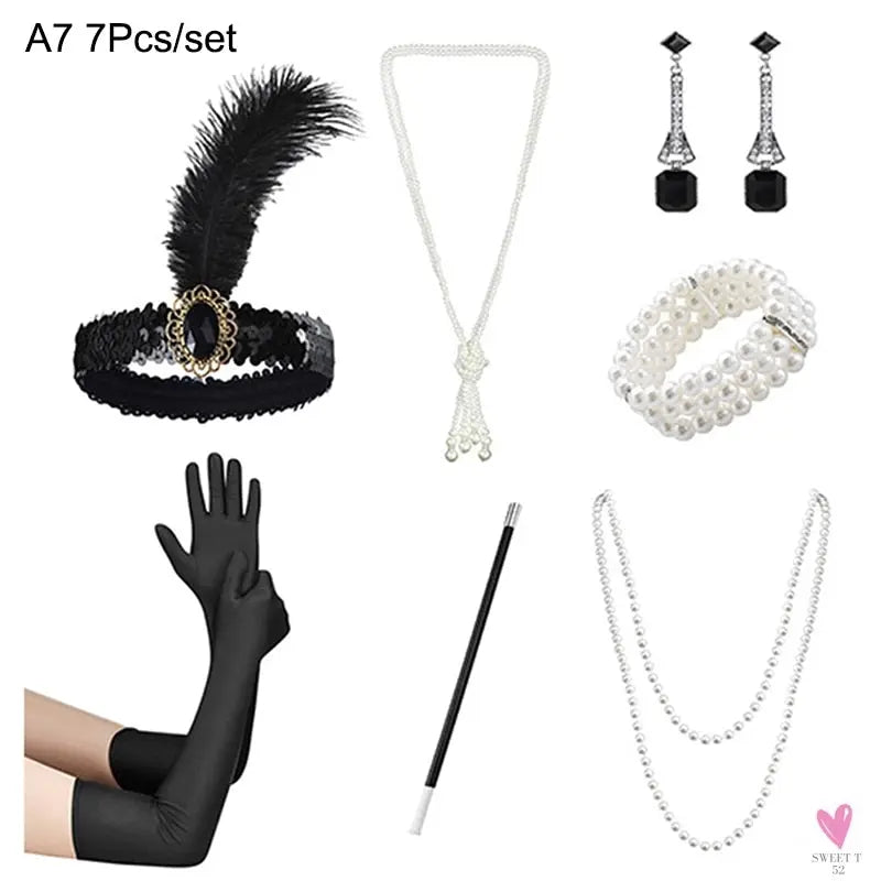 1920s Flapper - Charleston Costume, Great Gatsby Accessories, Pink Nude Headpiece, Feather Headband for Women & Girls
