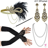 1920s Flapper - Charleston Costume, Great Gatsby Accessories, Pink Nude Headpiece, Feather Headband for Women & Girls
