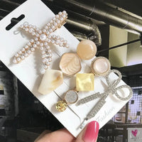 3/4pcs Set Pearl Hair Clips For Women & Girls - Geometric Crystal Hair Barrettes/Clips-hair accessories-SWEET T 52