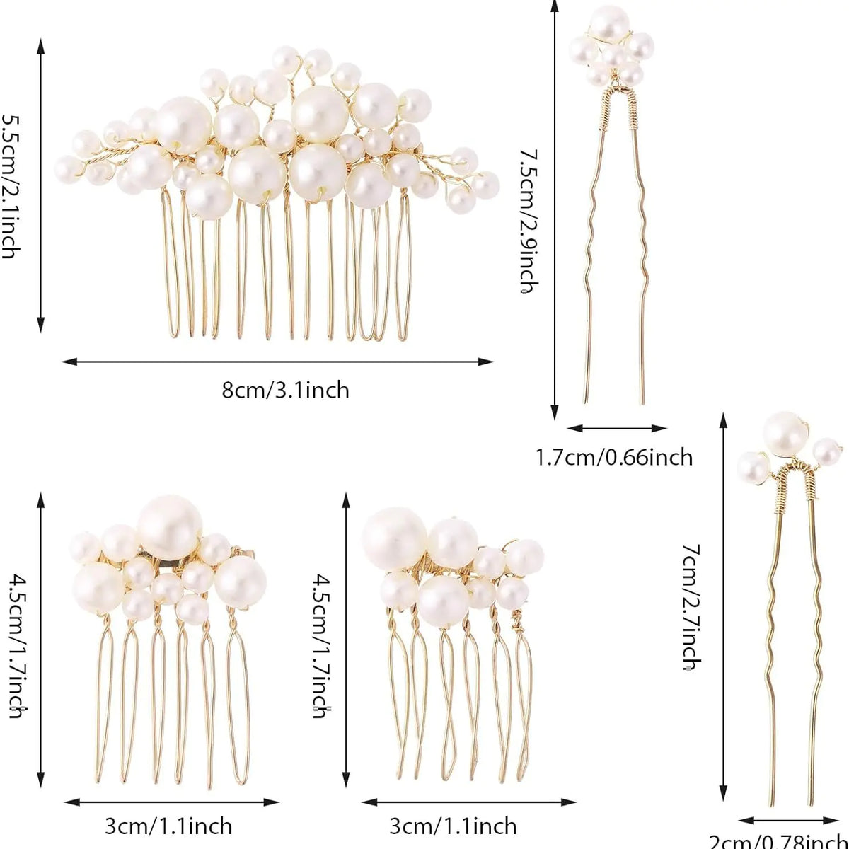 Vintage Baroque Pearl Hairpin - Bridal Headpiece Set