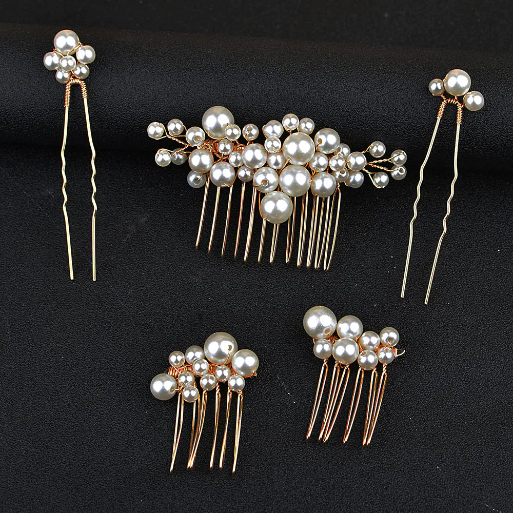 Vintage Baroque Pearl Hairpin - Bridal Headpiece Set