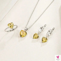 925 Sterling Silver Jewelry Sets For Women & Girls - Heart Zircon Ring, Earrings and Necklace-Jewelry set-SWEET T 52
