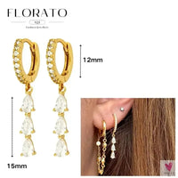 925 Sterling Silver Long Chain Tassel Drop Earrings for Women - Crystal Zircon Star Perforation Earrings, Fine Jewelry SWEET T 52