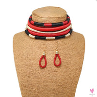 Africa Tribal Neck Jewelry Multilayer Colorful Rope Weave Chunky Bib Statement Necklace Earrings Set For Women Party Accessories Sweet T 52