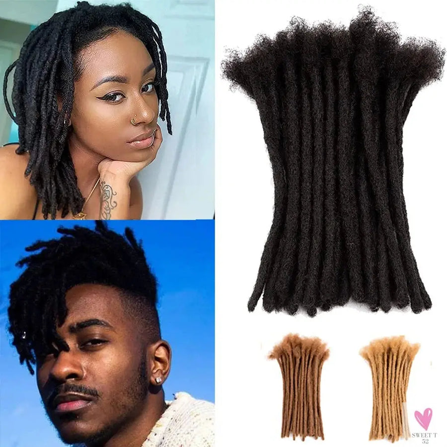 Dreadlock Human Hair Extensions for Men/Women - Crochet Braids, Organic Hair Dreadlock Extensions, 0.6 cm Sweet T 52