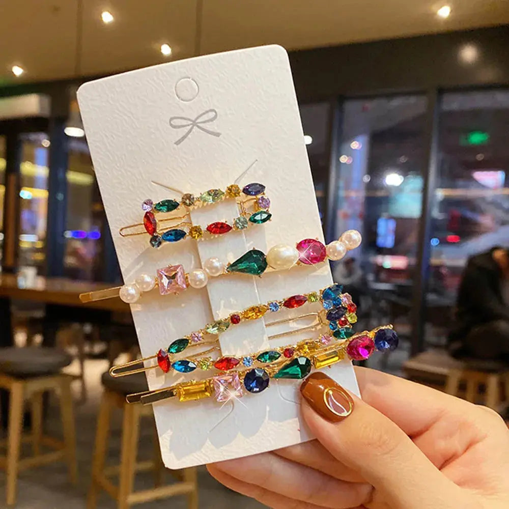 Fashion Crystal Hair Clips For Women and Girls, Pearl Hairpins, Rhinestone Barrette Sets, Geometric Hair Jewelry Accessories-hair accessories-SWEET T 52