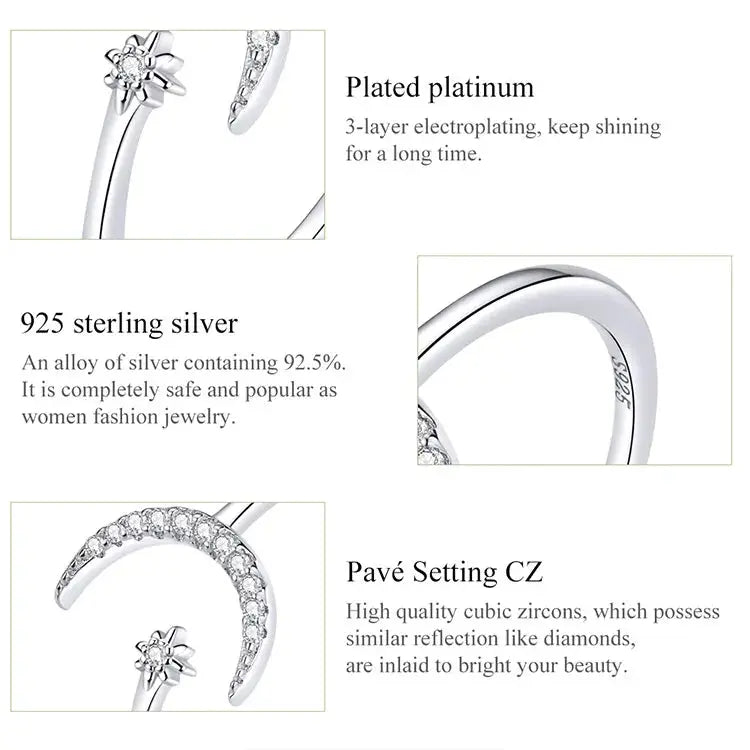 925 Sterling Silver Open Adjustable Rings for Women & Girls. Wedding, Engagement, Anniversary or Gift Rings-ring-SWEET T 52