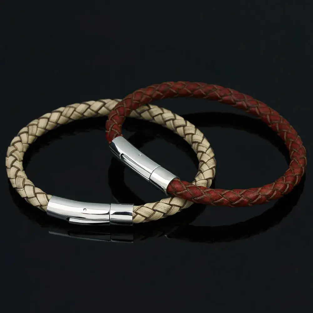 Men's Multicolor Stainless Steel Button Leather Bracelet - DIY & Custom Logo Birthday/Valentine's Day Gift-Bracelet-SWEET T 52