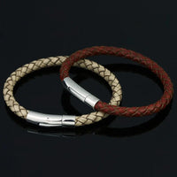 Men's Multicolor Stainless Steel Button Leather Bracelet - DIY & Custom Logo Birthday/Valentine's Day Gift-Bracelet-SWEET T 52