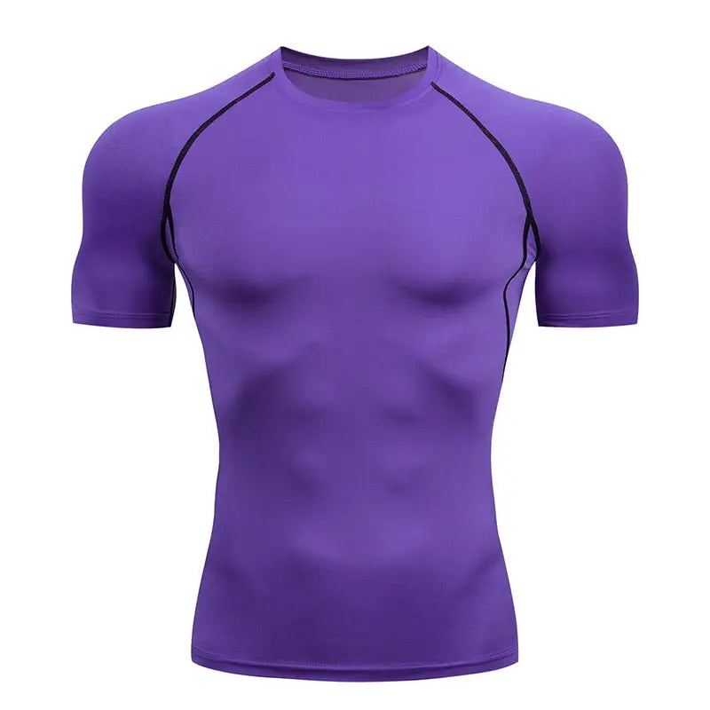 Quick Drying Elastic T-Shirt for Men & Boys, Anti-Wrinkle in 8 Solid Colors for Gym or Sports