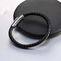 Men's Multicolor Stainless Steel Button Leather Bracelet - DIY & Custom Logo Birthday/Valentine's Day Gift-Bracelet-SWEET T 52