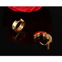 Cute Hoop Earrings in Stainless Steel and Crystal, Ear Cuffs, Brincos Huggie Jewelry for Men and Women-earrings-SWEET T 52