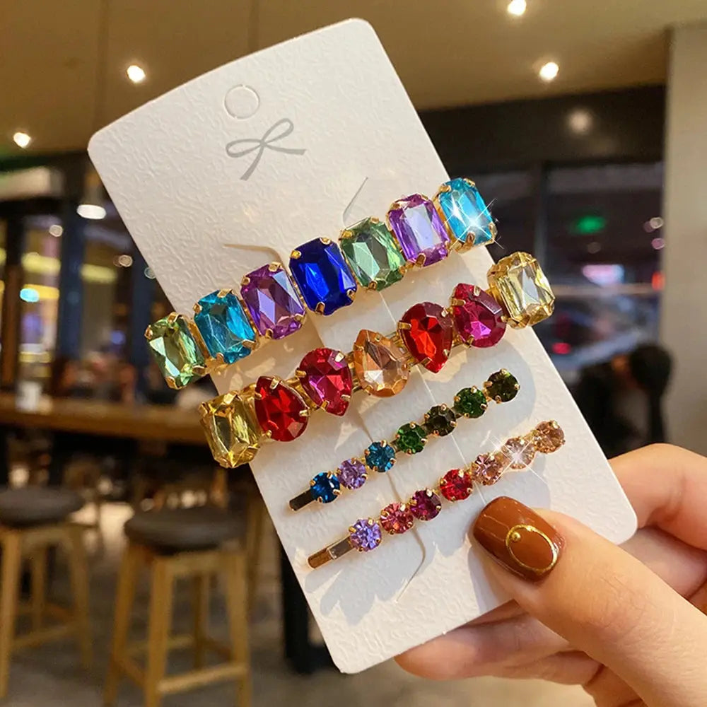 Fashion Crystal Hair Clips For Women and Girls, Pearl Hairpins, Rhinestone Barrette Sets, Geometric Hair Jewelry Accessories-hair accessories-SWEET T 52