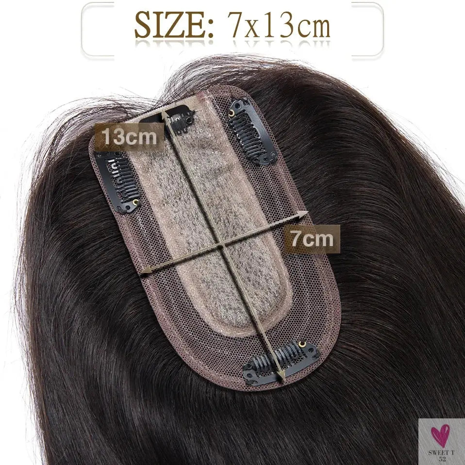 Hair Toppers - 7x13 cm Women's Hair Topper Clip, Natural 100% Human Hair For Women and Girls, Silk Based Clip-In Hair Extension-hair accessories-SWEET T 52