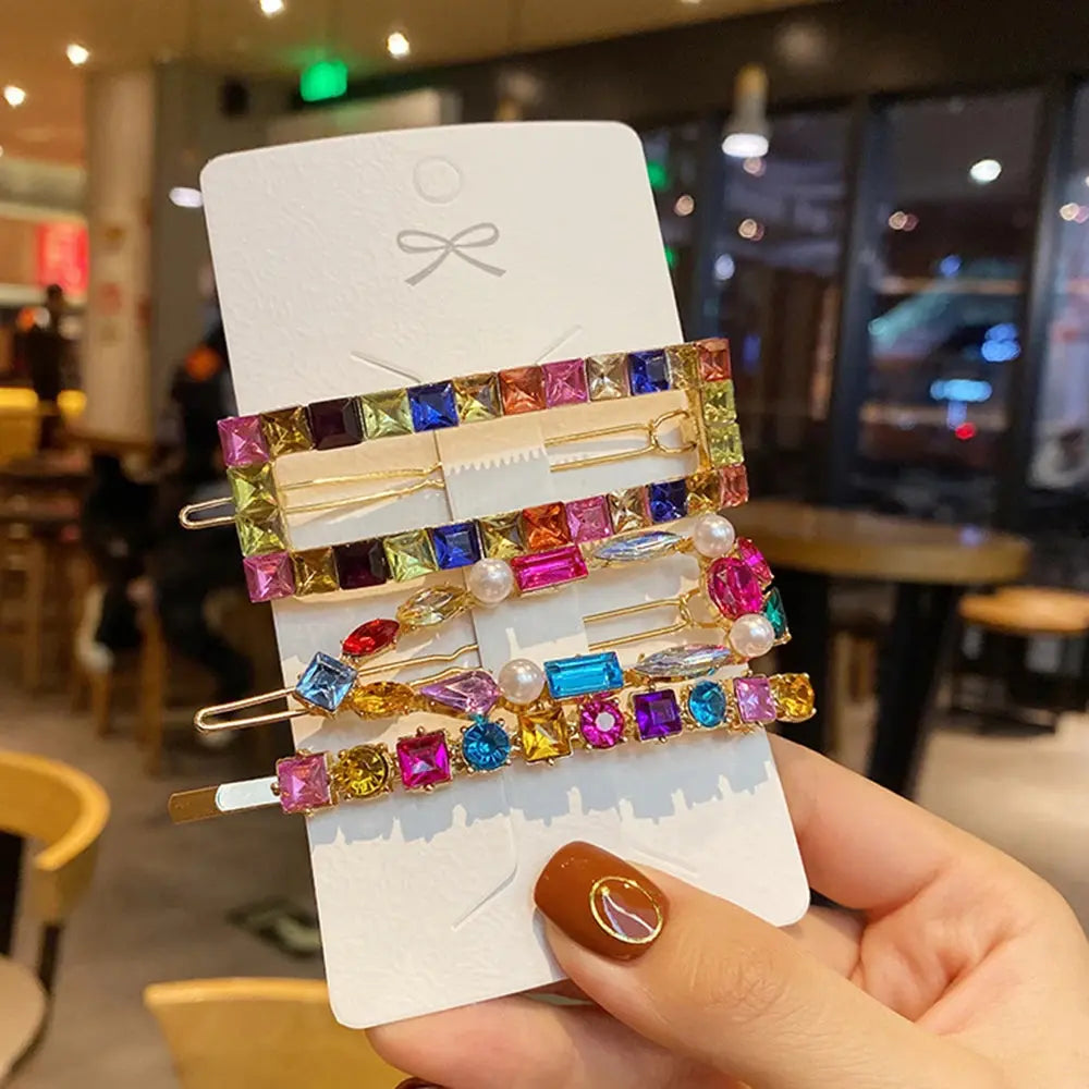 Fashion Crystal Hair Clips For Women and Girls, Pearl Hairpins, Rhinestone Barrette Sets, Geometric Hair Jewelry Accessories-hair accessories-SWEET T 52