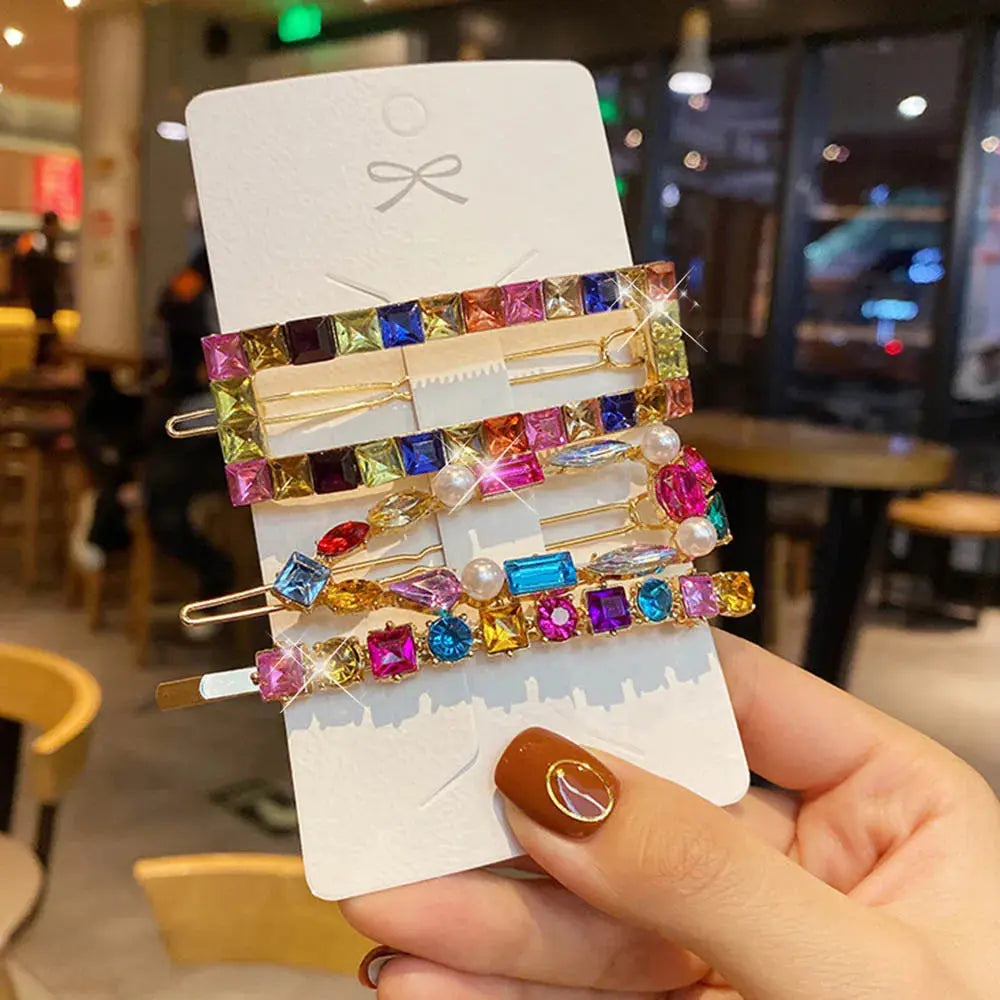 Fashion Crystal Hair Clips For Women and Girls, Pearl Hairpins, Rhinestone Barrette Sets, Geometric Hair Jewelry Accessories-hair accessories-SWEET T 52