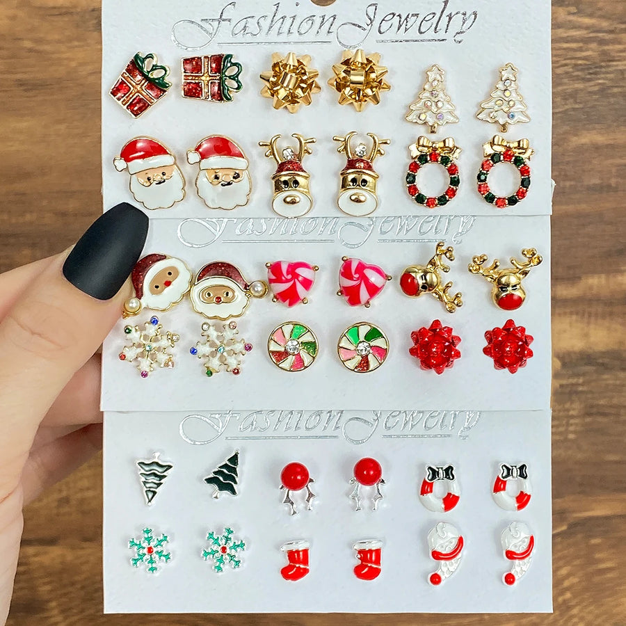 Christmas Festival or Gift Earrings for Women. Snowflake/Socks/Christmas Tree/Santa Claus/Wreath