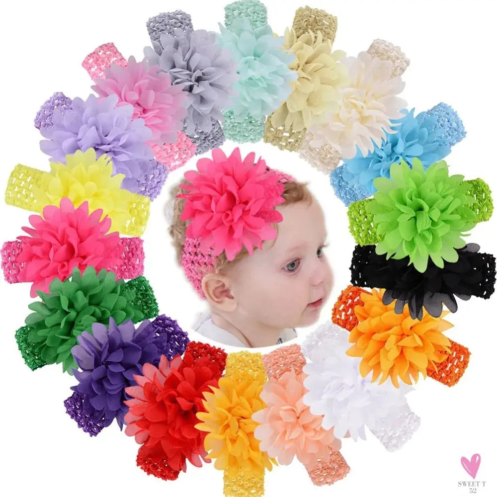 Head Band for Infants/Toddlers - Girls' Headbands, Chiffon Flower, Soft Stretchy Hair Band Accessories Sweet T 52