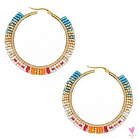 Hoop Earrings/Stainless Steel Earrings - Miyuki Beaded Earrings for Women & Girls,Trendy Bohemian Pendientes-Earrings-SWEET T 52