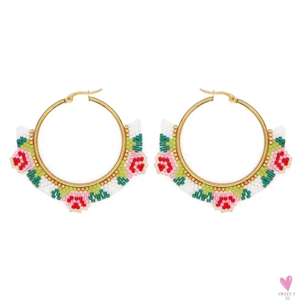 Hoop Earrings/Stainless Steel Earrings - Miyuki Beaded Earrings for Women & Girls,Trendy Bohemian Pendientes-Earrings-SWEET T 52