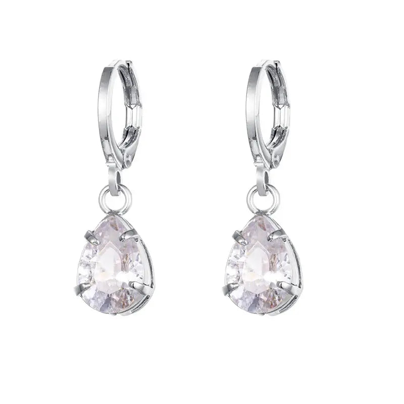 Gold Color Cute Water Drop Earrings For Women & Girls - Zircon Piercing Huggies/Hoop Dangle Earrings-earrings-SWEET T 52