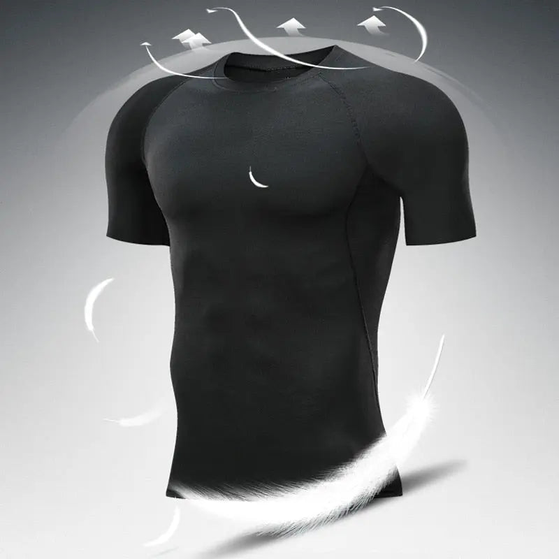 Quick Drying Elastic T-Shirt for Men & Boys, Anti-Wrinkle in 8 Solid Colors for Gym or Sports