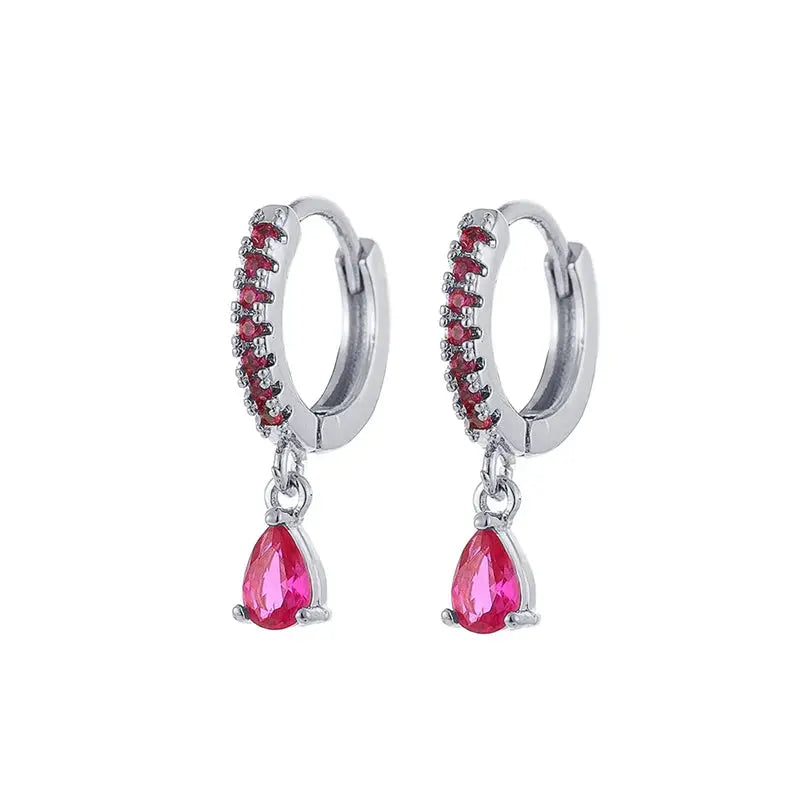 Gold Color Cute Water Drop Earrings For Women & Girls - Zircon Piercing Huggies/Hoop Dangle Earrings-earrings-SWEET T 52