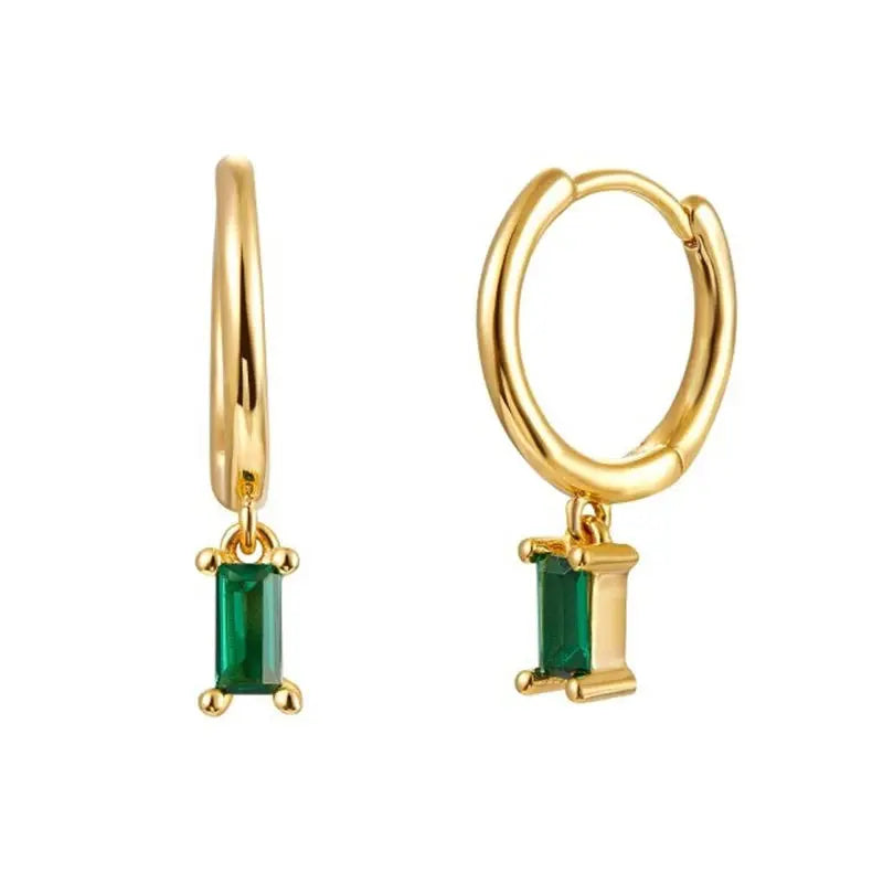 Gold Color Cute Water Drop Earrings For Women & Girls - Zircon Piercing Huggies/Hoop Dangle Earrings-earrings-SWEET T 52