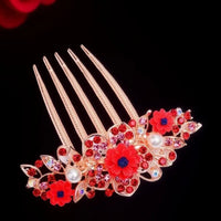 Multicolor Rhinestone Flower Hair Comb Elegant Five-Tooth Hair Clip Accessory for Women Wedding Party Daily Wear SWEET T 52