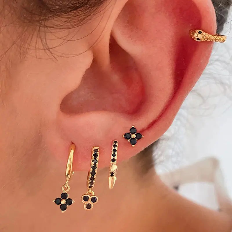 Gold Color Cute Water Drop Earrings For Women & Girls - Zircon Piercing Huggies/Hoop Dangle Earrings-earrings-SWEET T 52