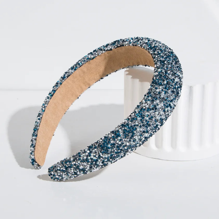 Glamorous Beaded Hairband, Bling Crystal Pearl Baroque Headband, Wide Cross Headband, Sparkly Gorgeous Women's Hair Accessories