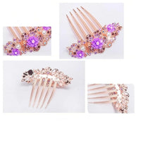 Multicolor Rhinestone Flower Hair Comb Elegant Five-Tooth Hair Clip Accessory for Women Wedding Party Daily Wear SWEET T 52