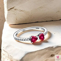 S925 Sterling Silver Valentine's Day Red Series, Red Heart Charm, Bow, Ring, Heart Necklace, Bracelet - DIY for Women SWEET T 52