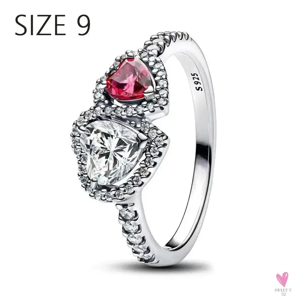 S925 Sterling Silver Valentine's Day Red Series, Red Heart Charm, Bow, Ring, Heart Necklace, Bracelet - DIY for Women SWEET T 52