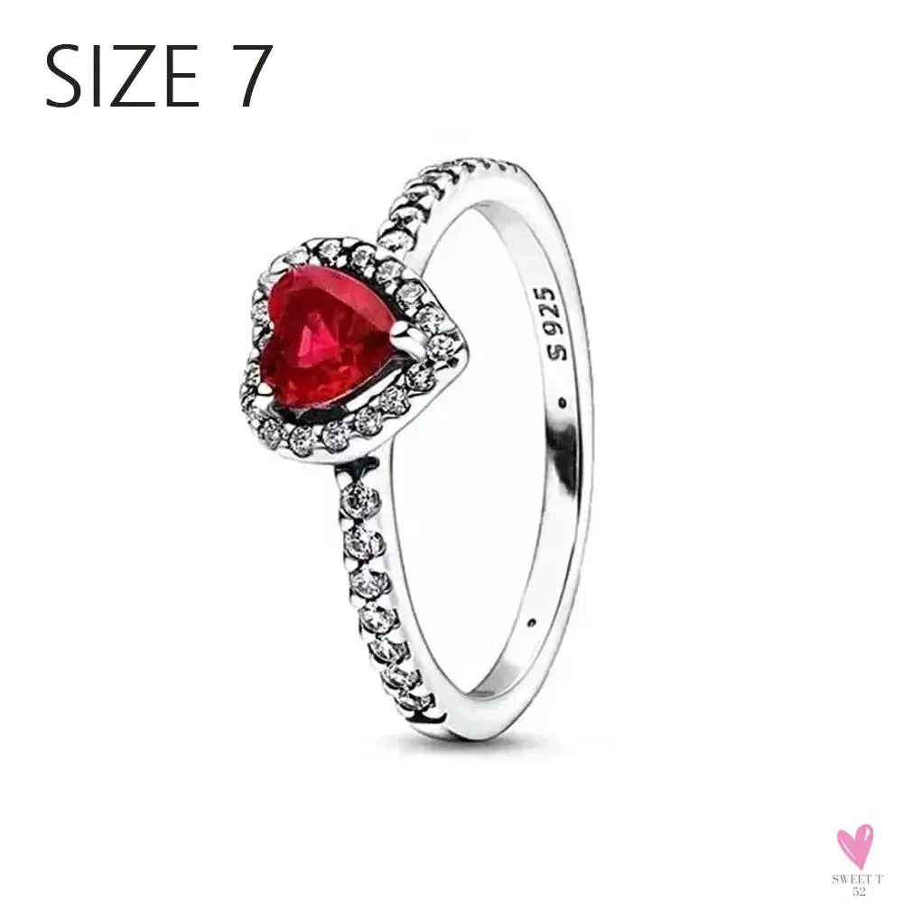 S925 Sterling Silver Valentine's Day Red Series, Red Heart Charm, Bow, Ring, Heart Necklace, Bracelet - DIY for Women SWEET T 52