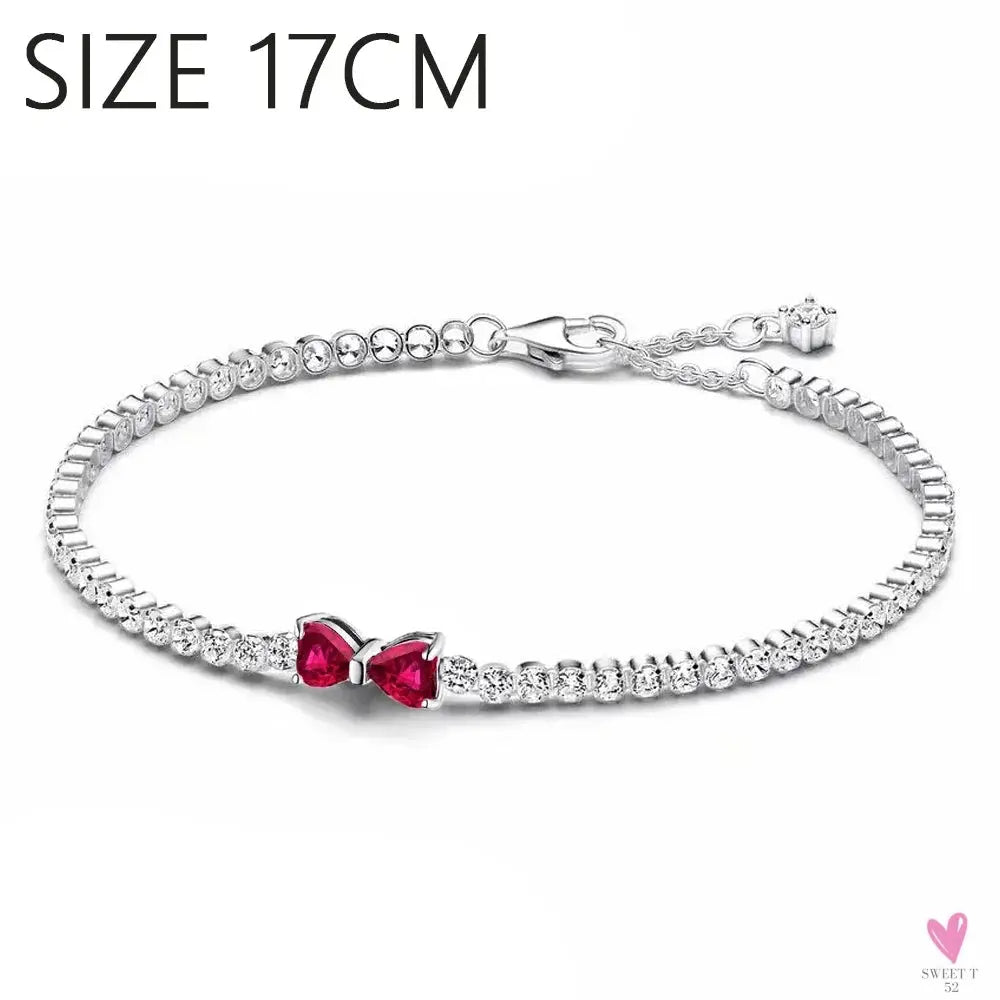 S925 Sterling Silver Valentine's Day Red Series, Red Heart Charm, Bow, Ring, Heart Necklace, Bracelet - DIY for Women SWEET T 52
