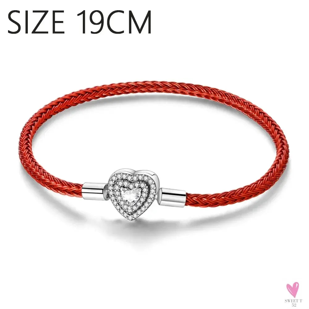 S925 Sterling Silver Valentine's Day Red Series, Red Heart Charm, Bow, Ring, Heart Necklace, Bracelet - DIY for Women SWEET T 52