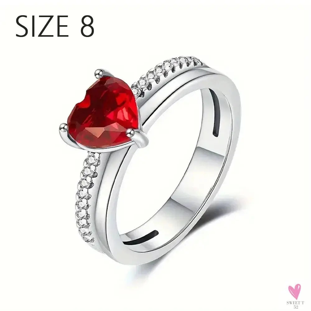 S925 Sterling Silver Valentine's Day Red Series, Red Heart Charm, Bow, Ring, Heart Necklace, Bracelet - DIY for Women SWEET T 52
