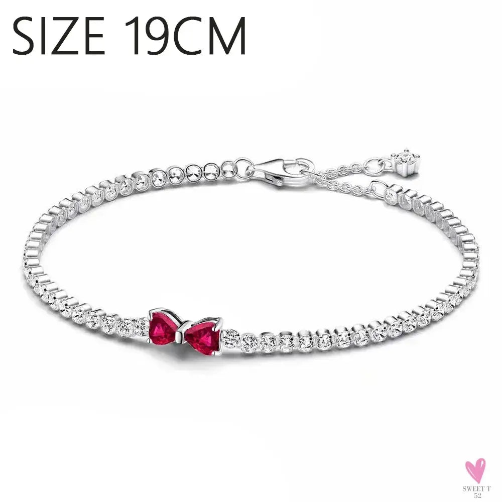 S925 Sterling Silver Valentine's Day Red Series, Red Heart Charm, Bow, Ring, Heart Necklace, Bracelet - DIY for Women SWEET T 52