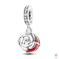 S925 Sterling Silver Valentine's Day Red Series, Red Heart Charm, Bow, Ring, Heart Necklace, Bracelet - DIY for Women SWEET T 52