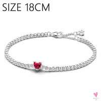 S925 Sterling Silver Valentine's Day Red Series, Red Heart Charm, Bow, Ring, Heart Necklace, Bracelet - DIY for Women SWEET T 52