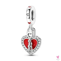 S925 Sterling Silver Valentine's Day Red Series, Red Heart Charm, Bow, Ring, Heart Necklace, Bracelet - DIY for Women SWEET T 52