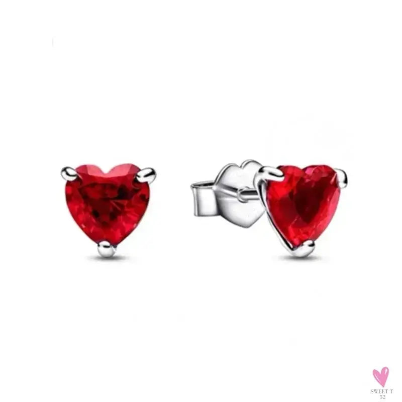 S925 Sterling Silver Valentine's Day Red Series, Red Heart Charm, Bow, Ring, Heart Necklace, Bracelet - DIY for Women SWEET T 52