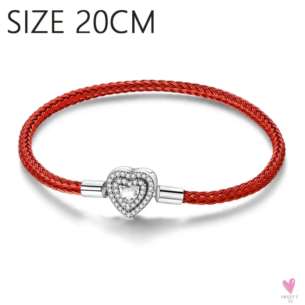 S925 Sterling Silver Valentine's Day Red Series, Red Heart Charm, Bow, Ring, Heart Necklace, Bracelet - DIY for Women SWEET T 52
