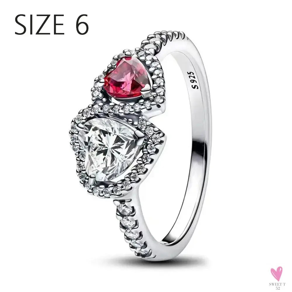 S925 Sterling Silver Valentine's Day Red Series, Red Heart Charm, Bow, Ring, Heart Necklace, Bracelet - DIY for Women SWEET T 52