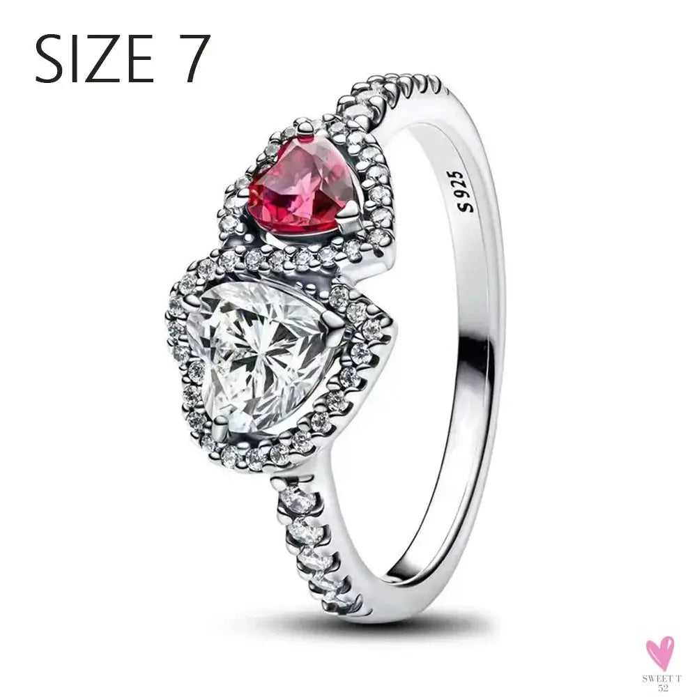 S925 Sterling Silver Valentine's Day Red Series, Red Heart Charm, Bow, Ring, Heart Necklace, Bracelet - DIY for Women SWEET T 52