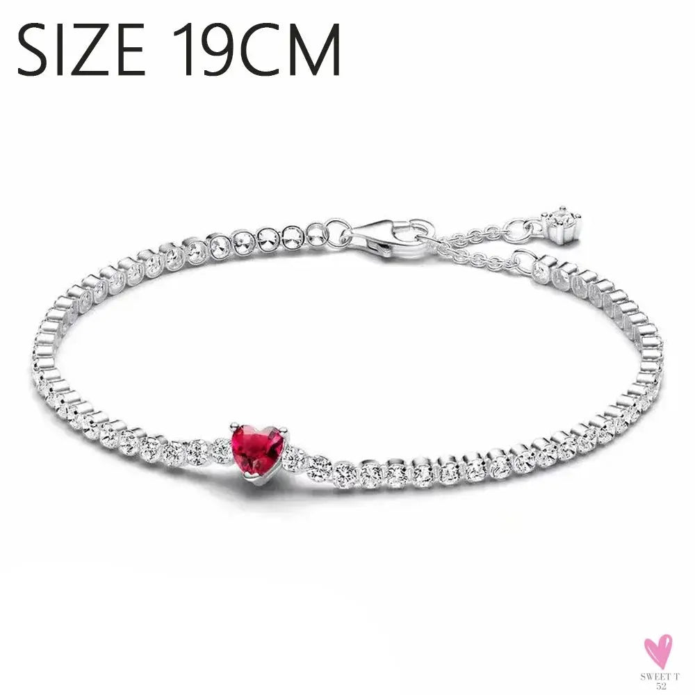 S925 Sterling Silver Valentine's Day Red Series, Red Heart Charm, Bow, Ring, Heart Necklace, Bracelet - DIY for Women SWEET T 52