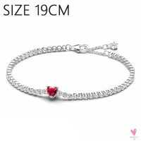 S925 Sterling Silver Valentine's Day Red Series, Red Heart Charm, Bow, Ring, Heart Necklace, Bracelet - DIY for Women SWEET T 52